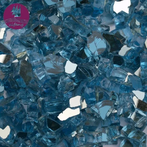 1/2'' Pacific Blue Reflective Fire Glass - zifang