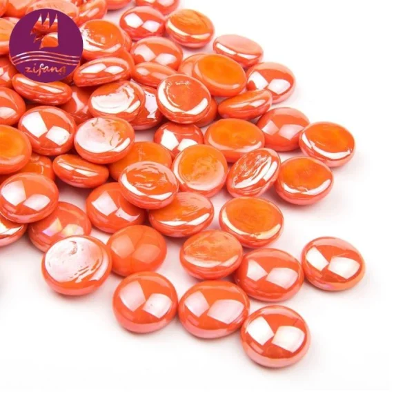 Porcelain Orange Glass Crystals Fire Pit Fireglass Fire Beads For Fire Bowl-zifang